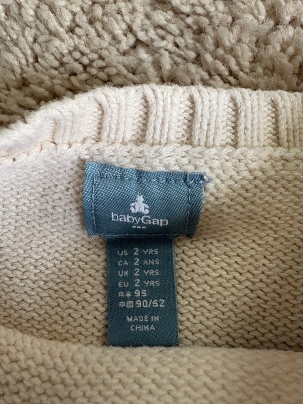Baby GAP 2T Cream and Navy Striped Crew Neck Sweater 100% Cotton - Picture 2 of 10